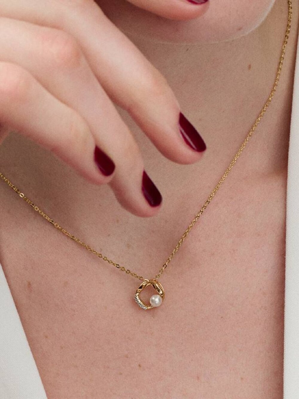 Pandora Organically Shaped Pav?? Circle Freshwater Pearl Collier Necklace - Picture 2 of 4